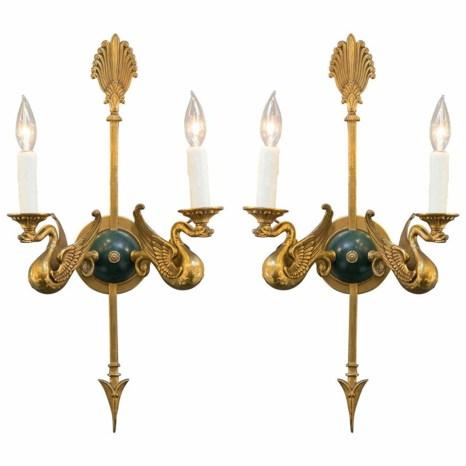 Бра на стену лестницы Bronze стиль Ампир 3 свечи факел