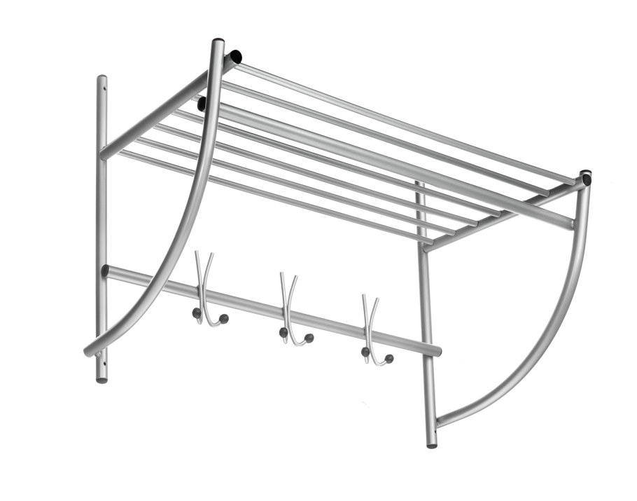 Вешалка для одежды настенная металлическая с полкой