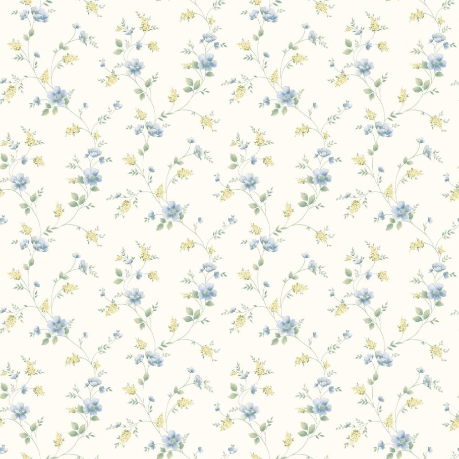 Голубые обои в мелкий цветочек