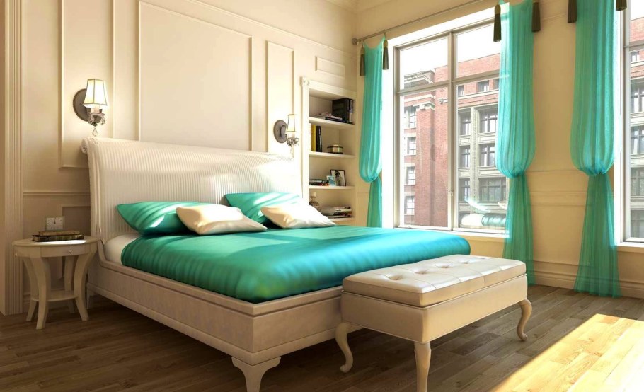 Спальня в мятных тонах