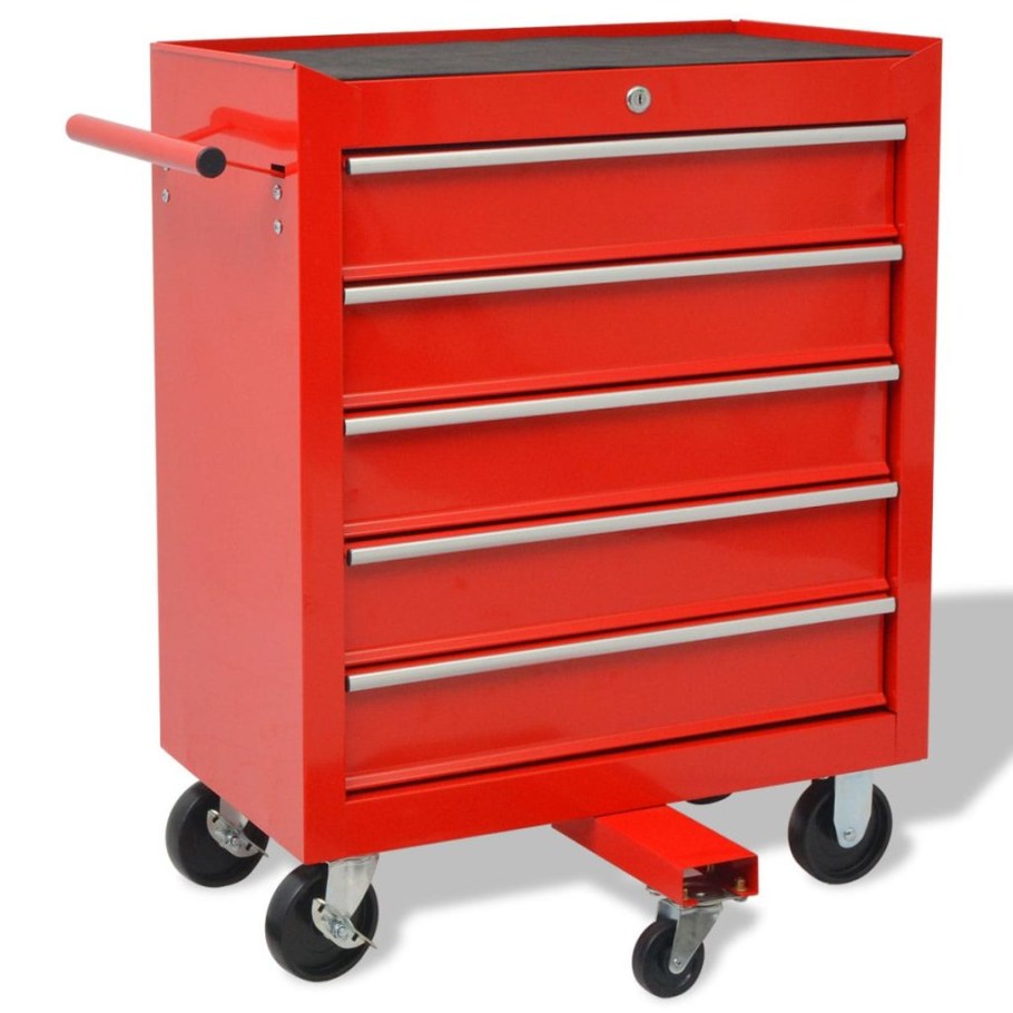 Красная тележка для инструмента