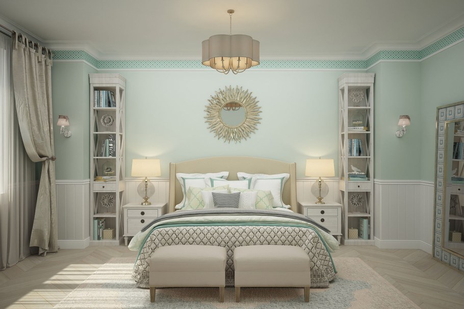Спальная в мятном стиле