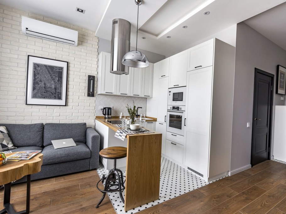 Маленькая квартира студия в стиле лофт