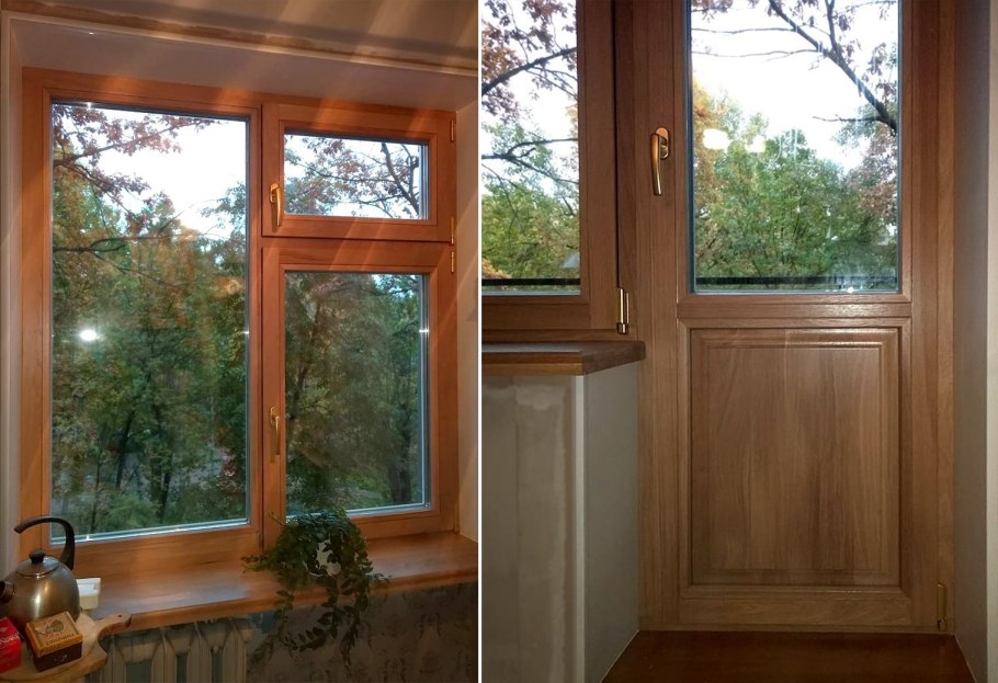 Деревянная балконная дверь