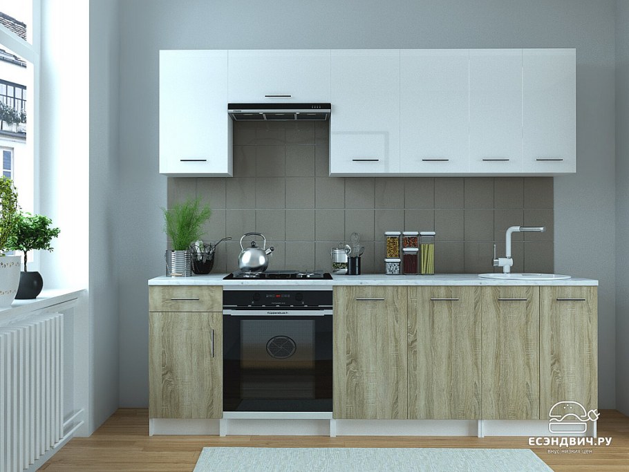 Кухня Техно-5 2,4м (сонома/софт графит, белый)