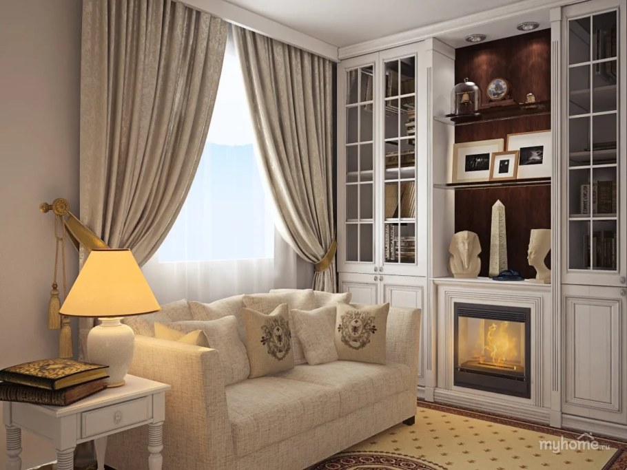 Гостиная в английском стиле в светлых тонах