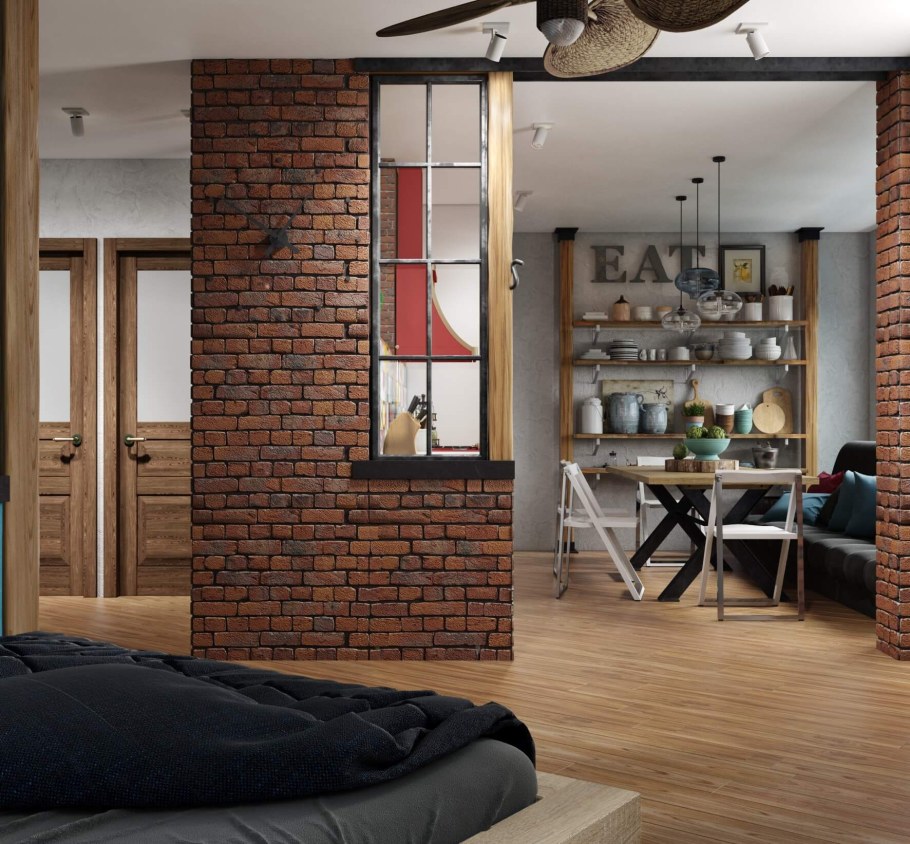 Перегородки из кирпича в стиле лофт