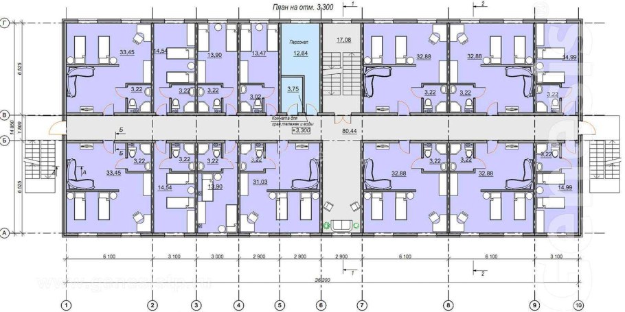 План 2 этажной гостиницы