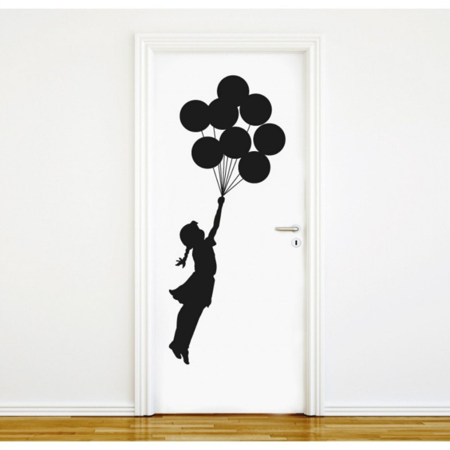 Трафарет девочка с шарами