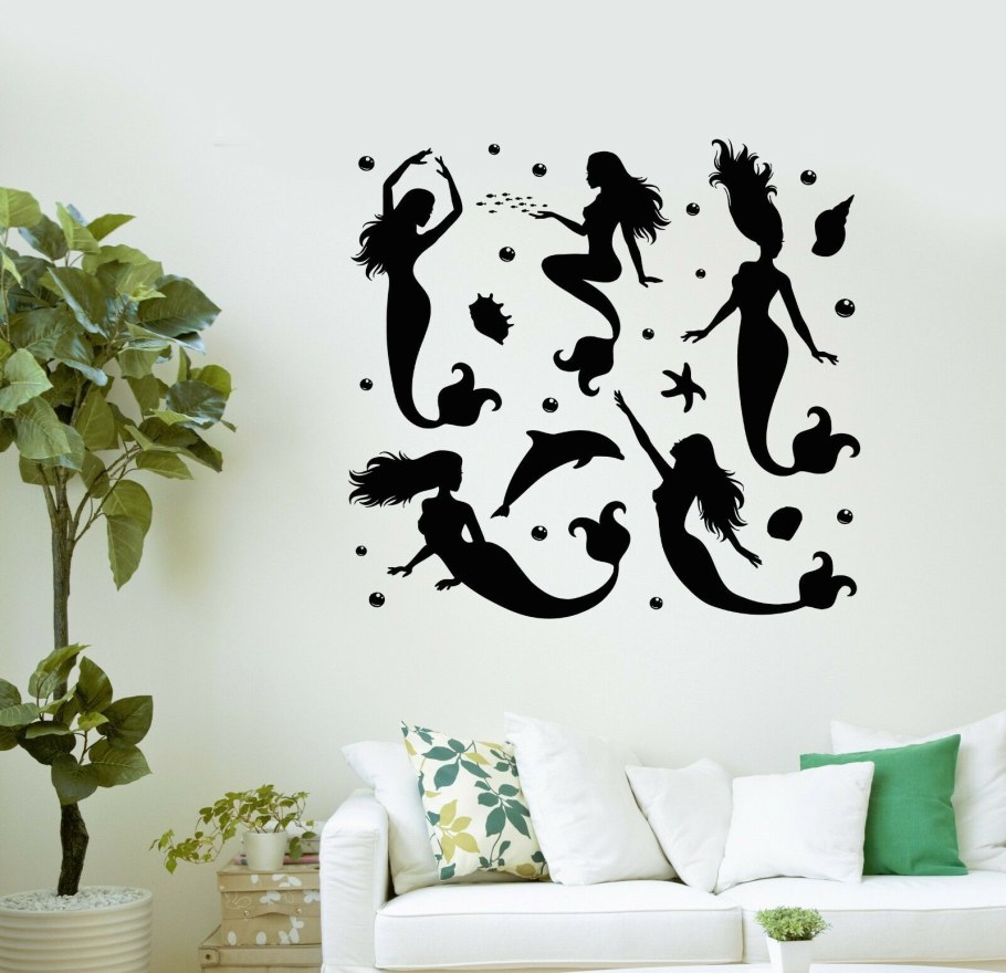 Виниловые наклейки на стену дельфины