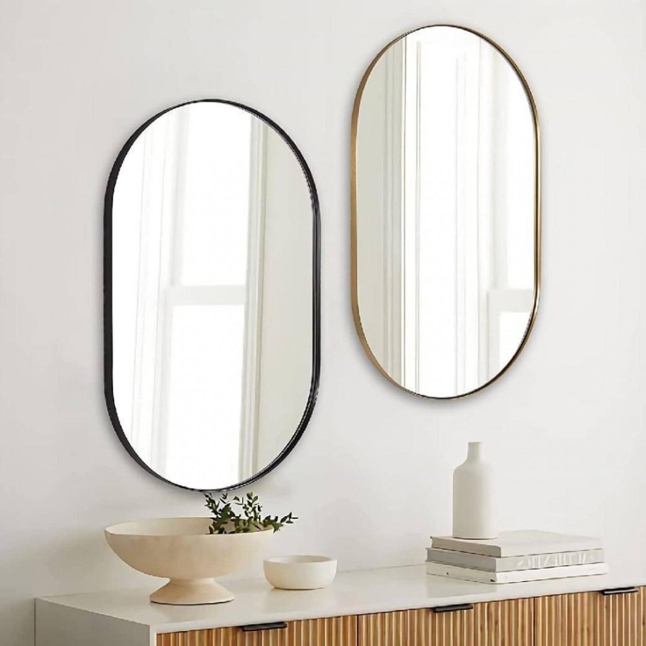 Овальное зеркало капсульной формы Альта золото