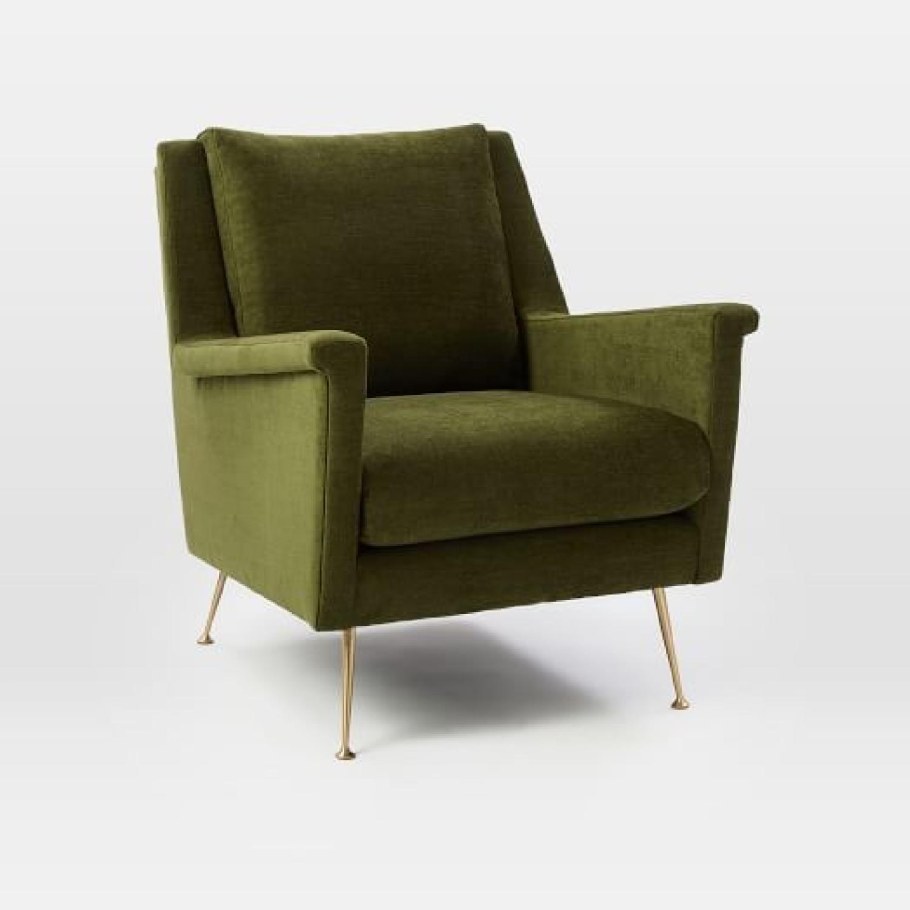 Mid Century Italian Green Velvet Armchair / Carlo de Carli Lounge Chair
