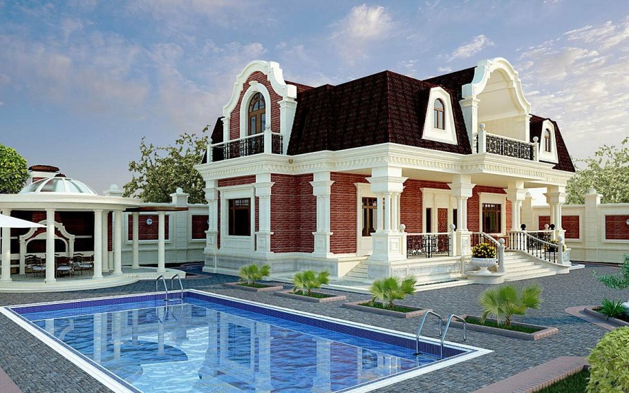 Двухэтажный особняк с бассейном