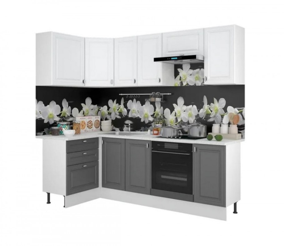 Кухня ева графит софт белый софт