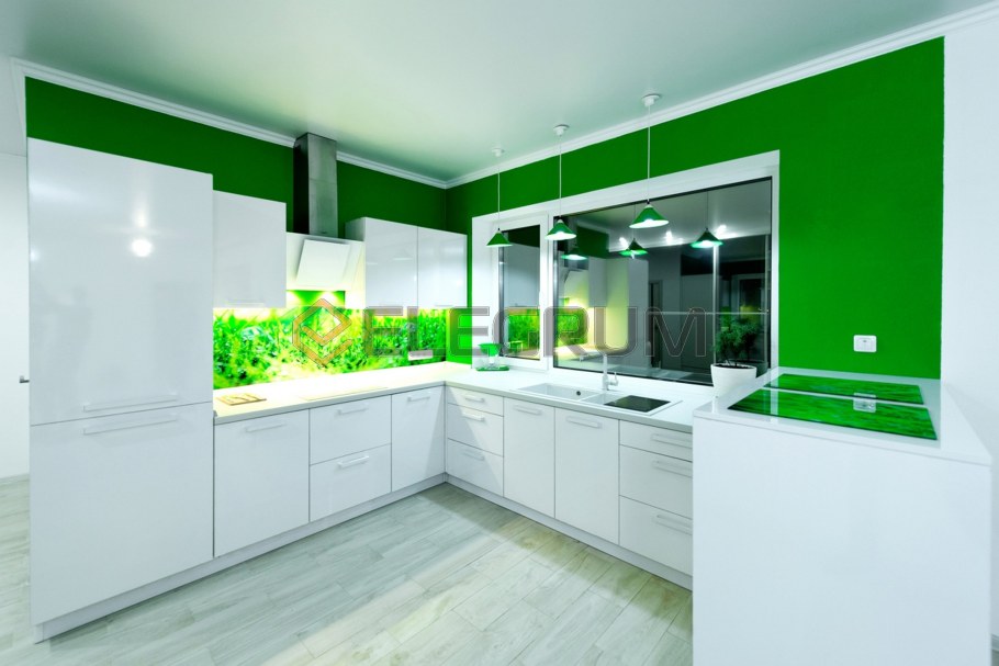 Кухня акрил зеленый