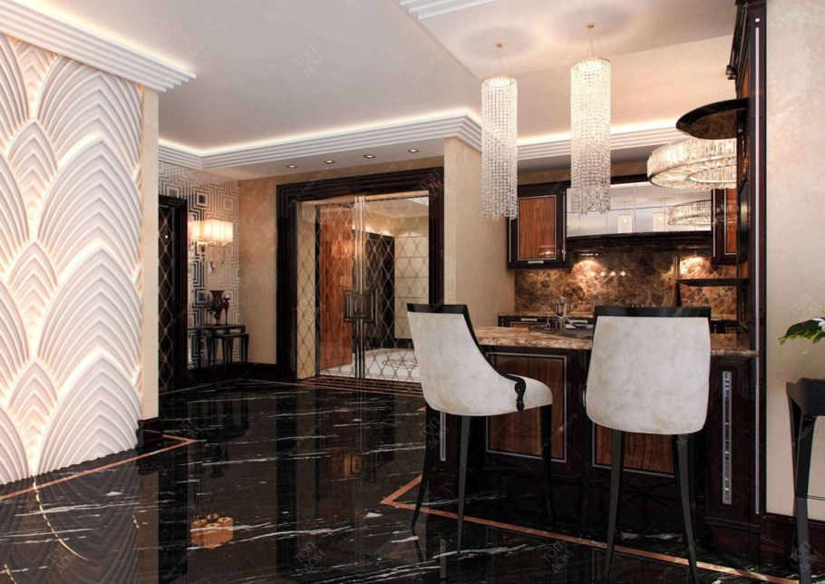 Мраморный пол арт деко