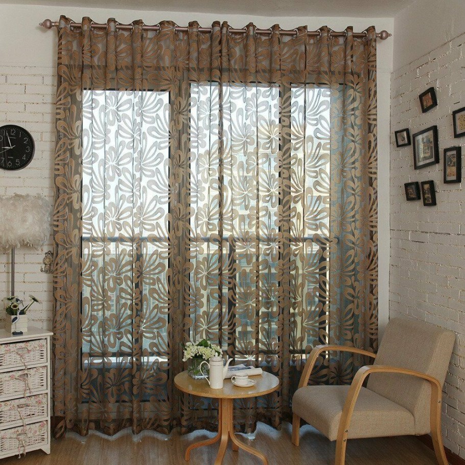 Тюль на окнах в интерьере