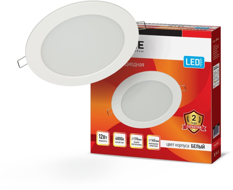 Панель СД круглая RLP-Eco 24вт 230в 4000к 1440лм 300/285мм белая ip40