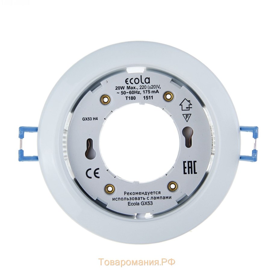 Ecola gx53 h4 Downlight without Reflector_White (светильник) 38x106