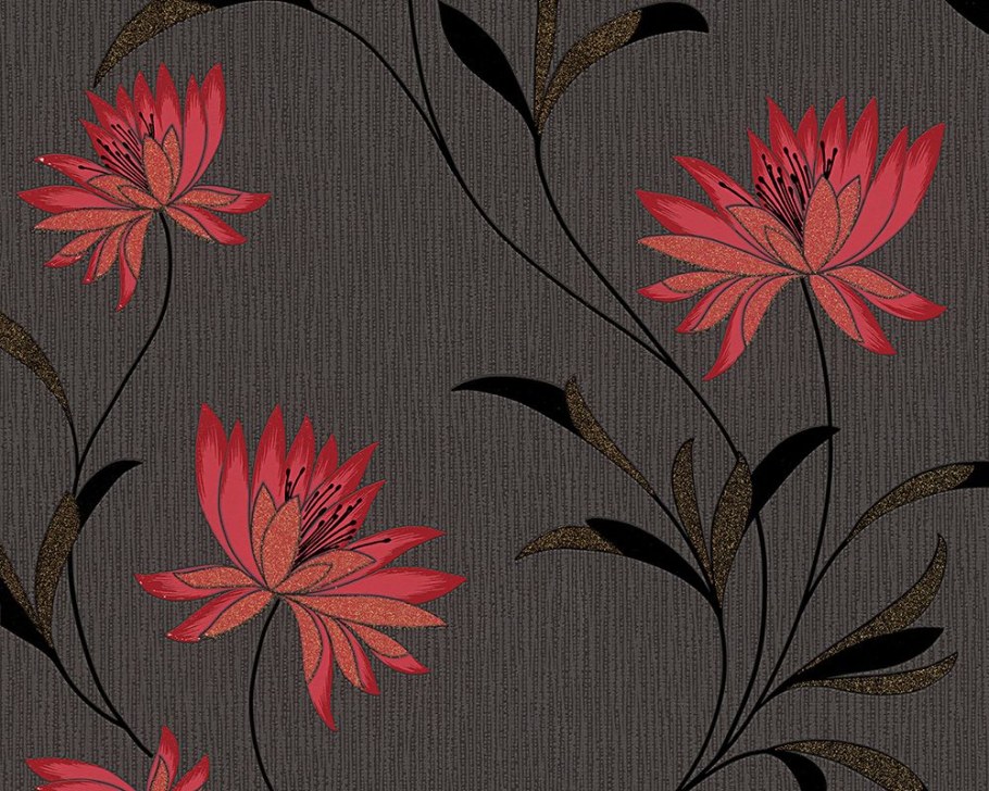Настенные обои с красными цветами