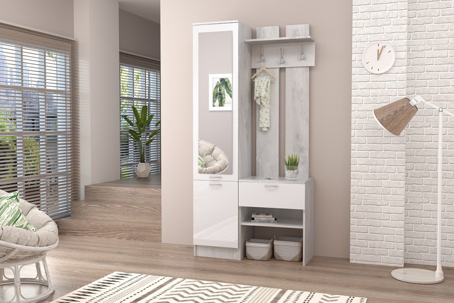 Домино прихожая (дуб крафт золотой/белый) (Горизонт)