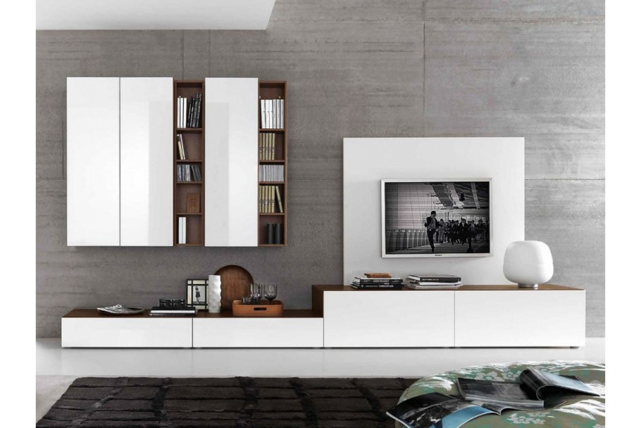Подвесные шкафы в гостиную в современном стиле