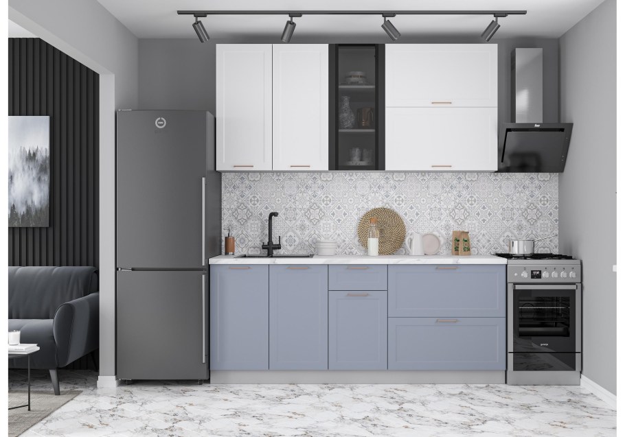 Модульная кухня Квадро лунный свет / белый софт