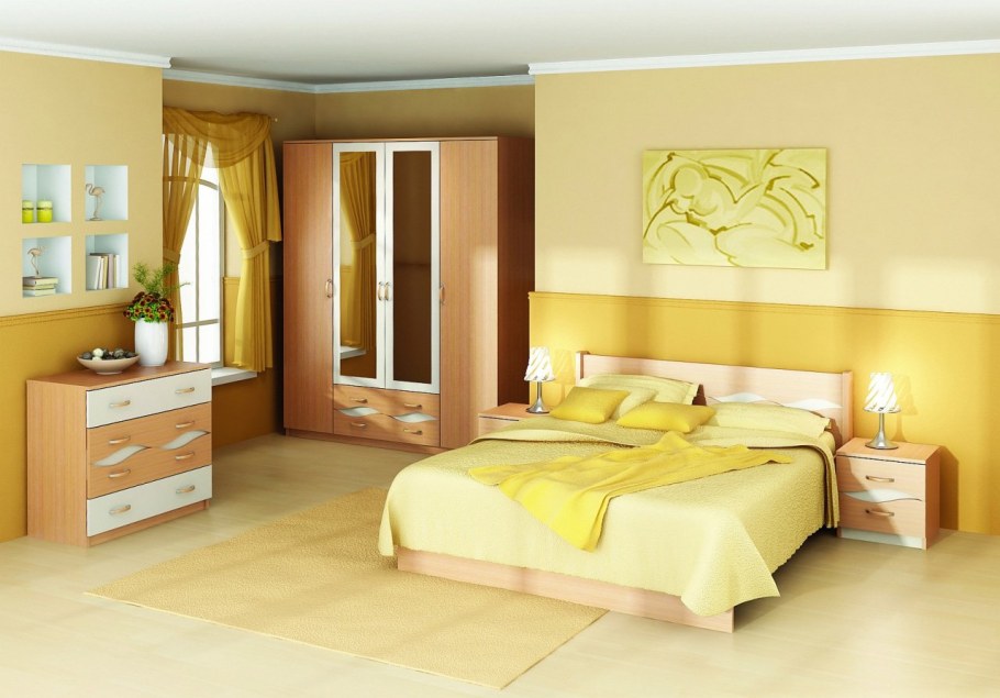 Спальня в лимонном цвете