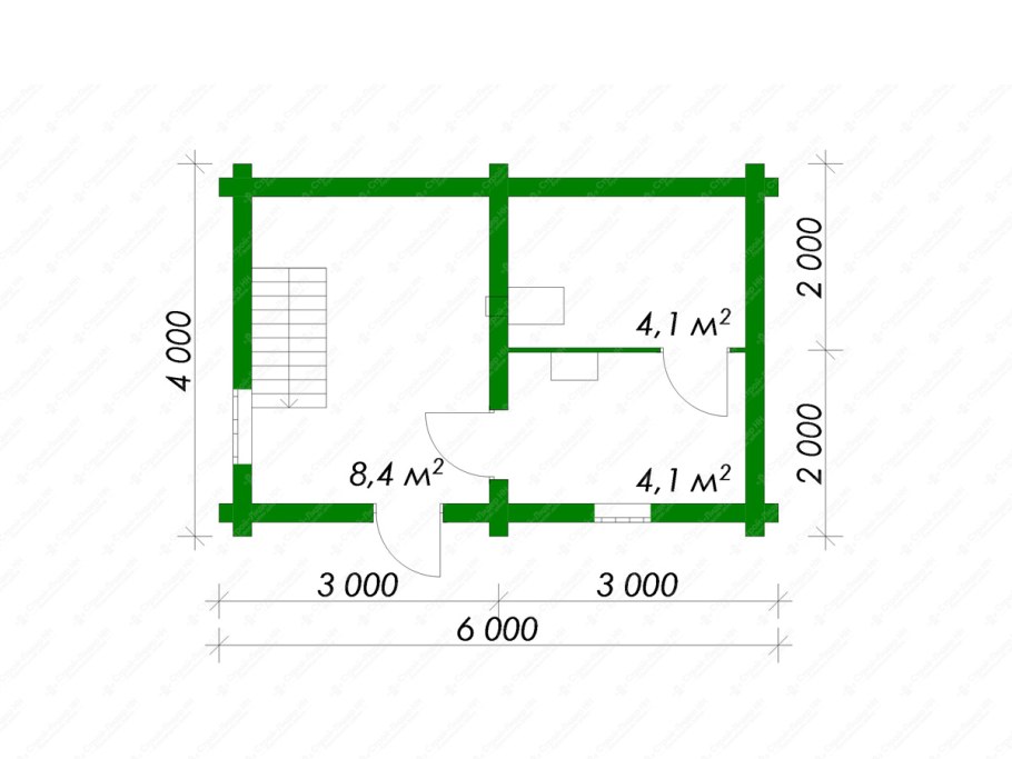 Проект бани из сруба 6х4