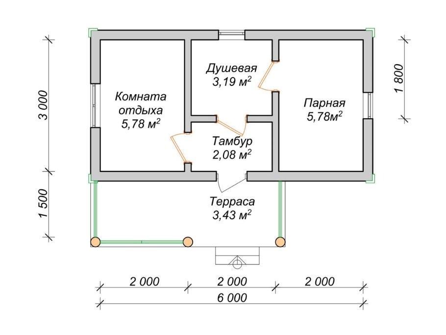 Баня 3х9 планировка