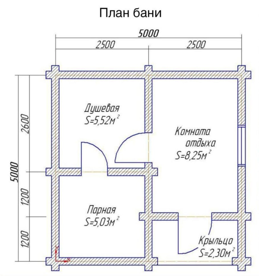 Проект бани 6 на 4 из бруса