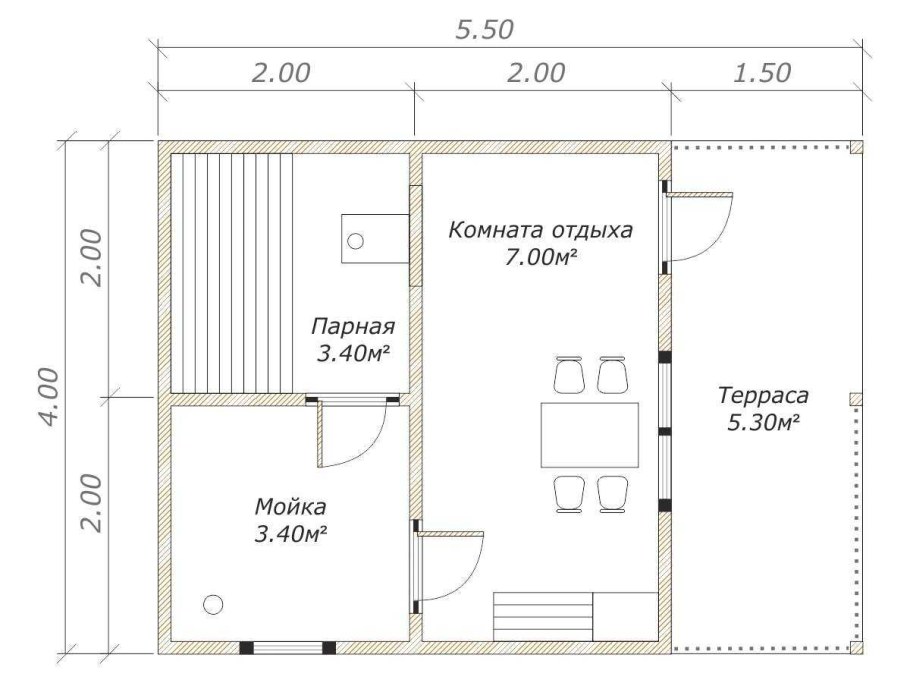 Бани из бруса 3,5 х4 планировка