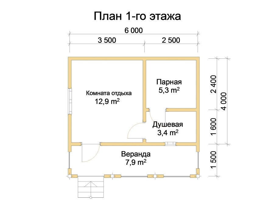 Планировка бани 6х4 мойка и парилка