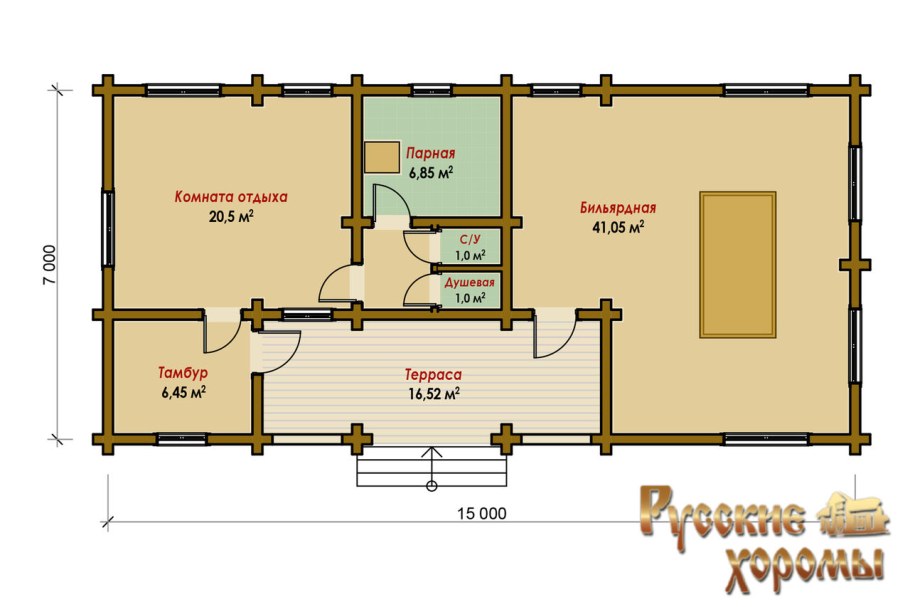 Баня проект одноэтажной бани с комнатой