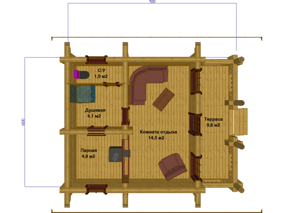 Баня сруб 6х8 проекты