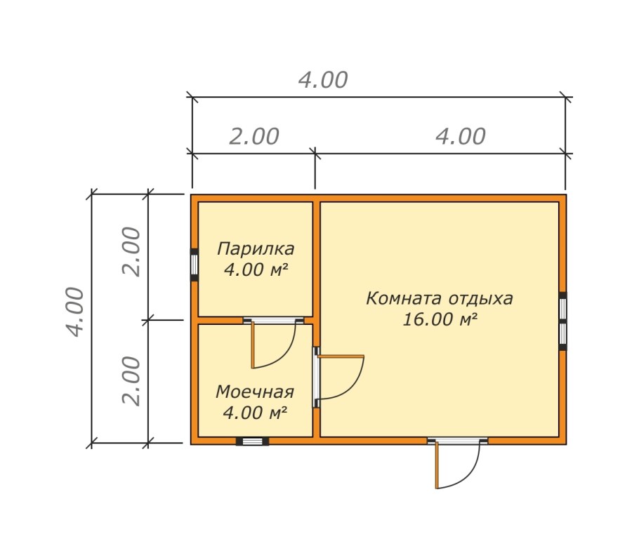 Сруб бани 4х6 планировка
