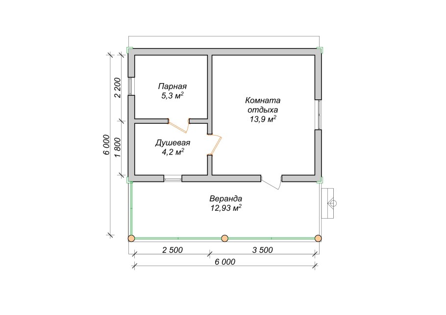Баня 4 на 6 планировка с террасой