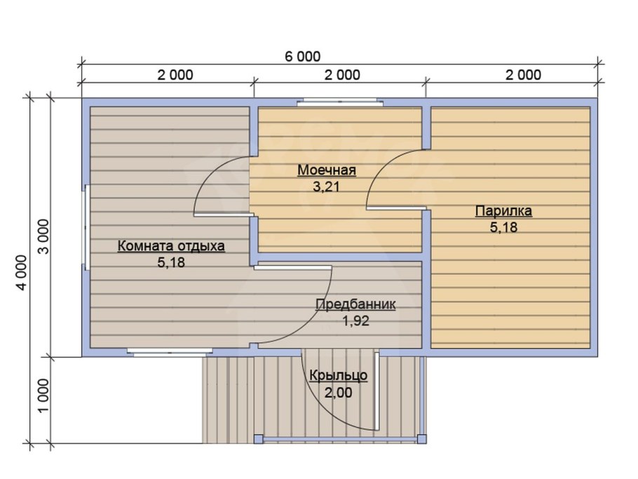 Баня из бруса 6х3 планировка