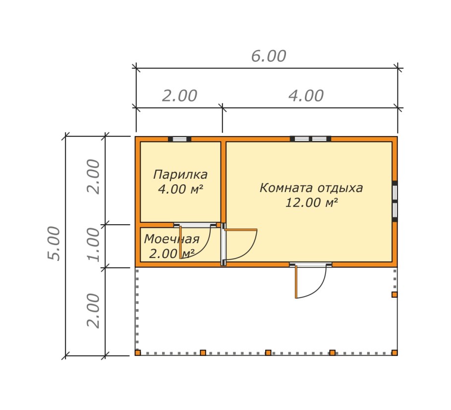Каркасная баня 6х5 проект