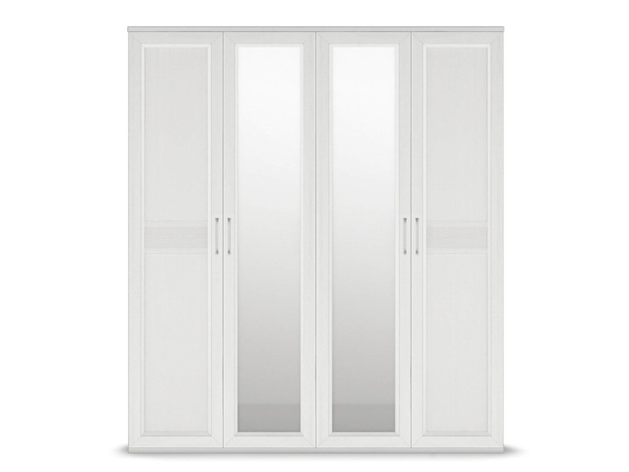 Веста сб-3082 шкаф 4х дверный с зеркалами белый