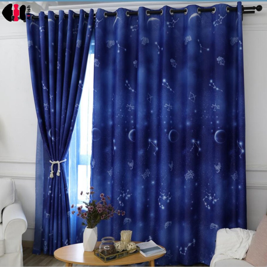 Темно синие занавески