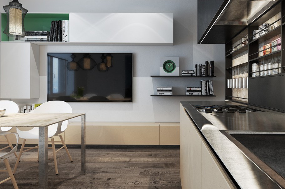 Большой телевизор на кухне