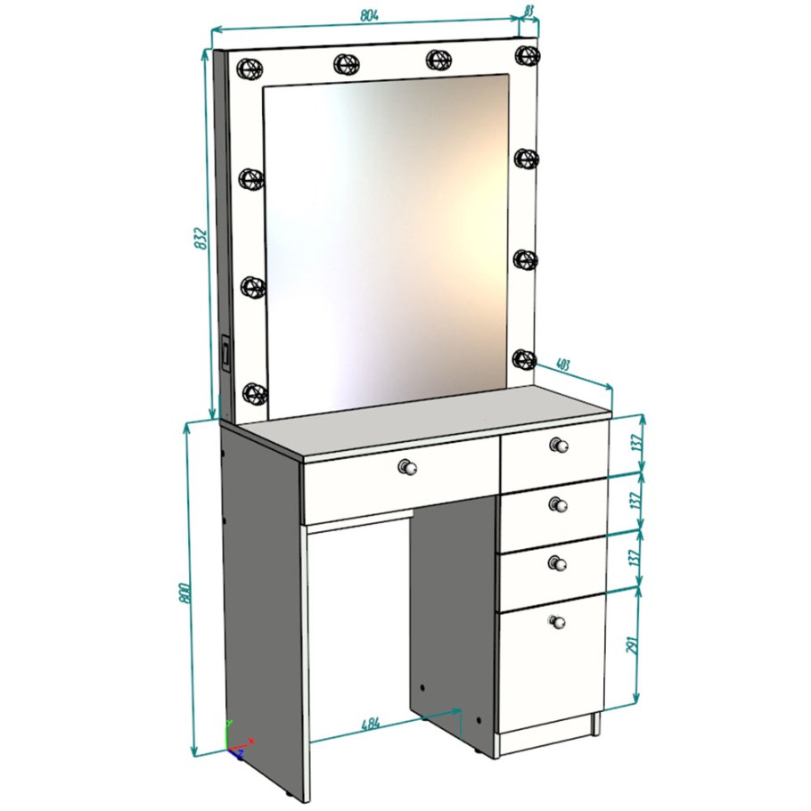 Гримёрный столик 80 см серия 802/р
