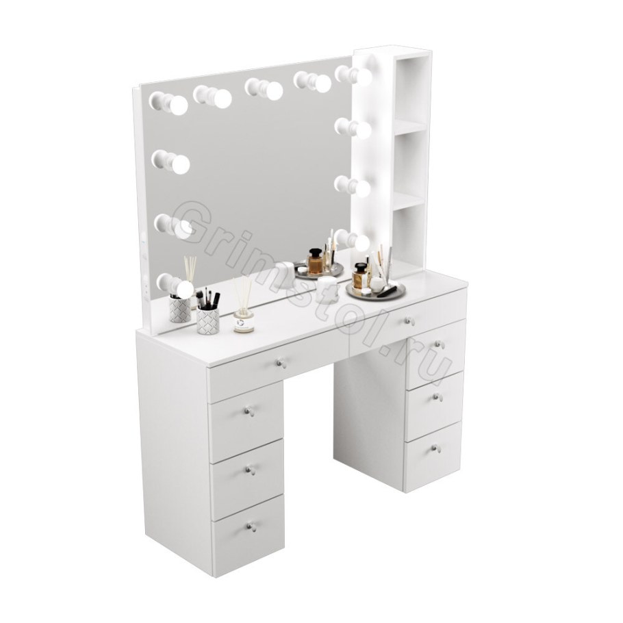 Столик гримерный с зеркалом (2 ящика, зеркало 1000х650)