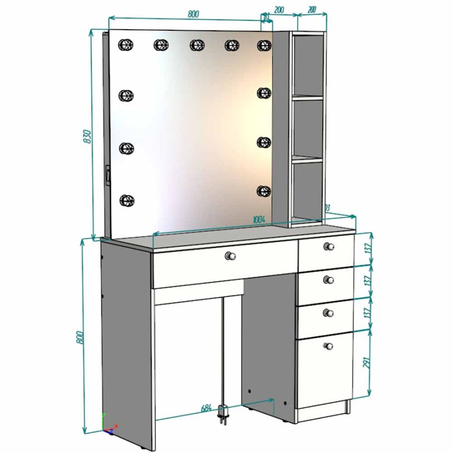 Гримерный столик 100см