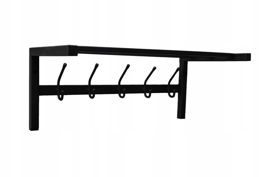 Металлическая настенная полка с трубой для плечиков