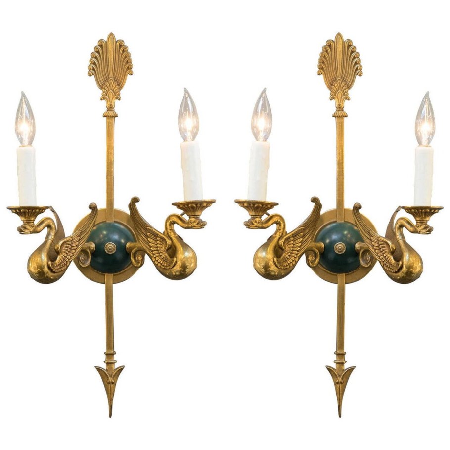 Бра на стену лестницы Bronze стиль Ампир 3 свечи факел