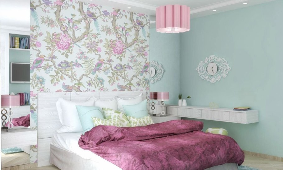 Комбинирование обоев в спальне подростка