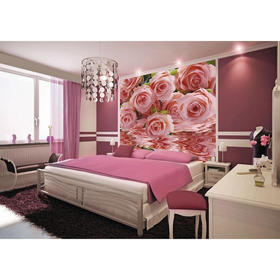 Фотообои в розовую спальню