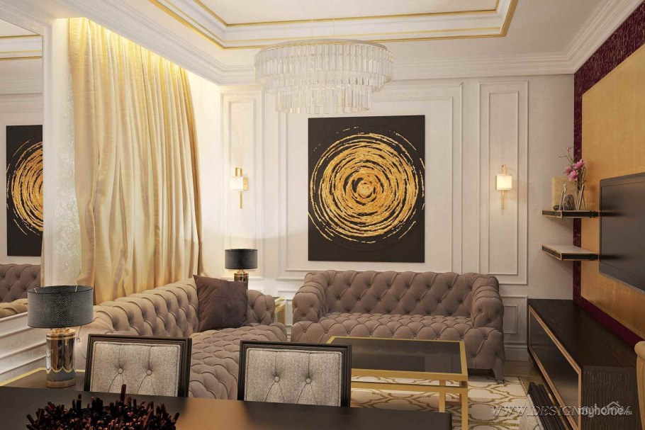 Золотые элементы в интерьере